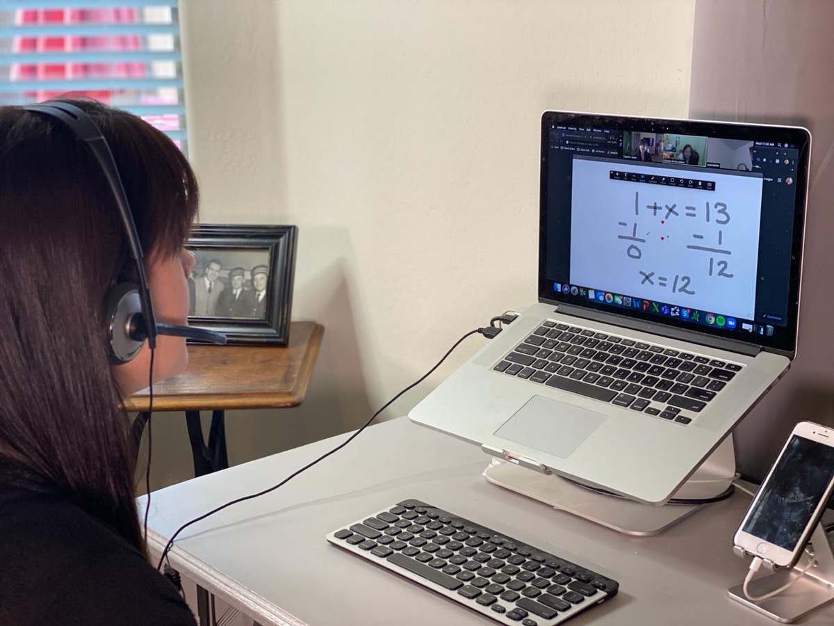 Live online tutoring session with algebra lesson